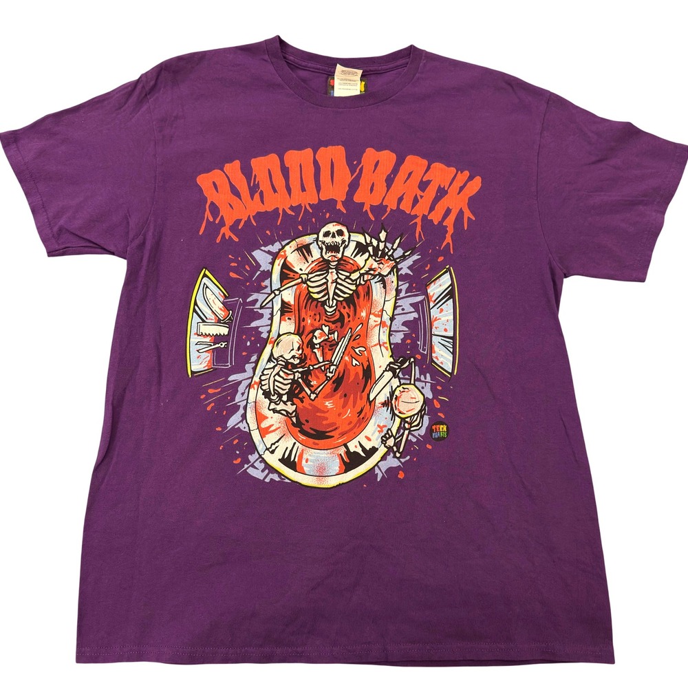 Teen Hearts Blood Bath Purple Graphic T-Shirt Mens Large Skeletons Horror Delta